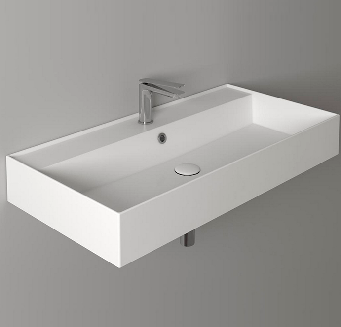 Раковина подвесная Simas Agile 91х46 см, 1 отв., с переливом, цвет: белый