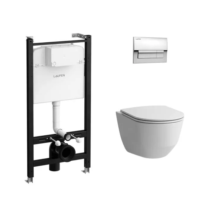 ПЭК  LAUFEN PRO ZRU9307615 (инсталл. + унитаз подвесной Rimless + сид. Slim, SoftClose + клав. хром)