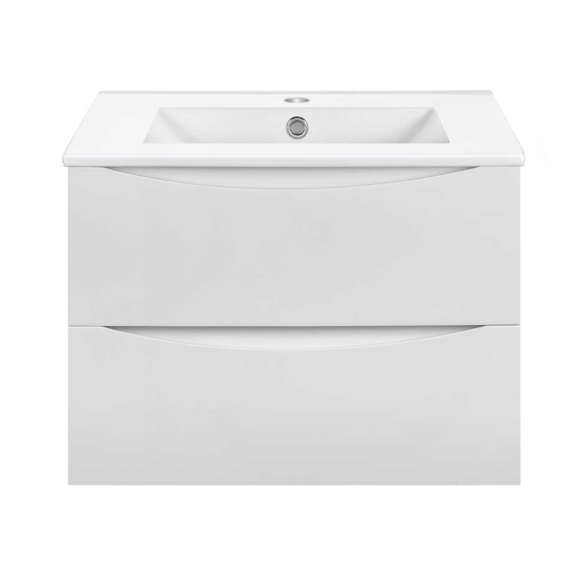 База под раковину VINCEA Mia Slim 700 подвесная, 2 выкатных ящика soft close, G.White