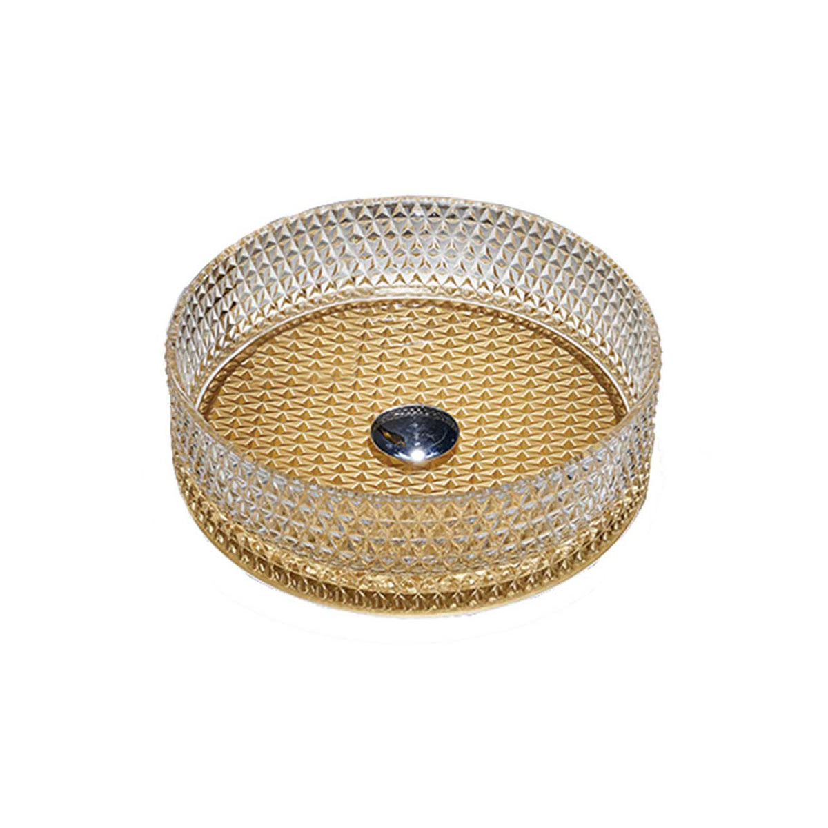 Раковина стеклянная Vincea VBS-5GL04, 400*400*125, накладная, прозрачная/золото