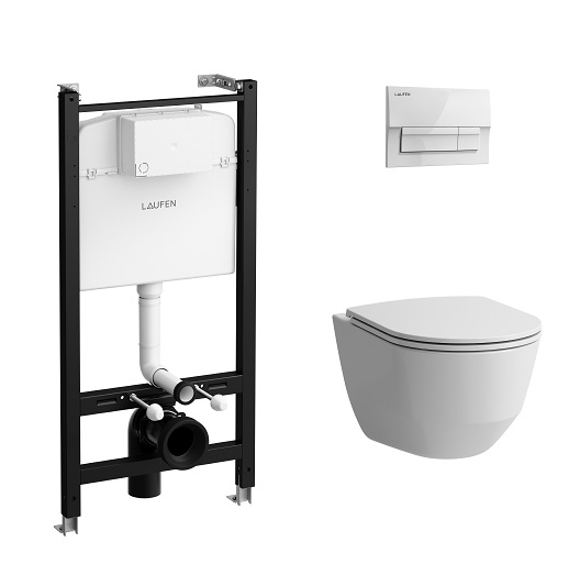 ПЭК  LAUFEN PRO ZRU9307616 (инсталл. + унитаз подвесной Rimless + сид. Slim, SoftClose + клав.бел)