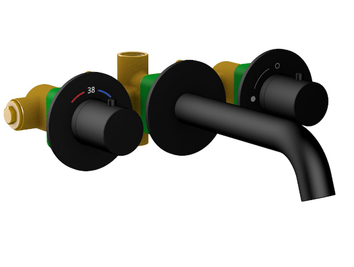 Смеситель д/р Saona 2381/03SM черный.встроенный с термостатом
