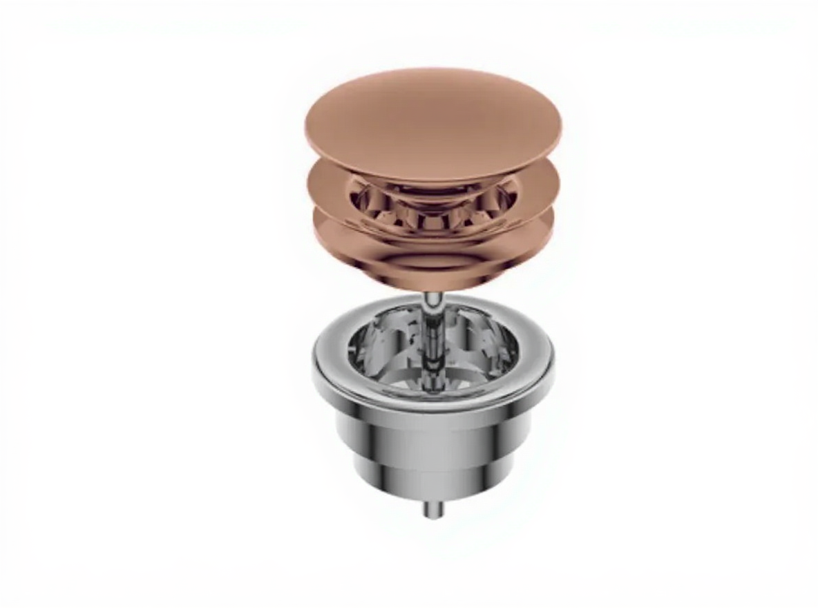 Донный клапан RITMONIO click-clack универсальный браш розовое золото