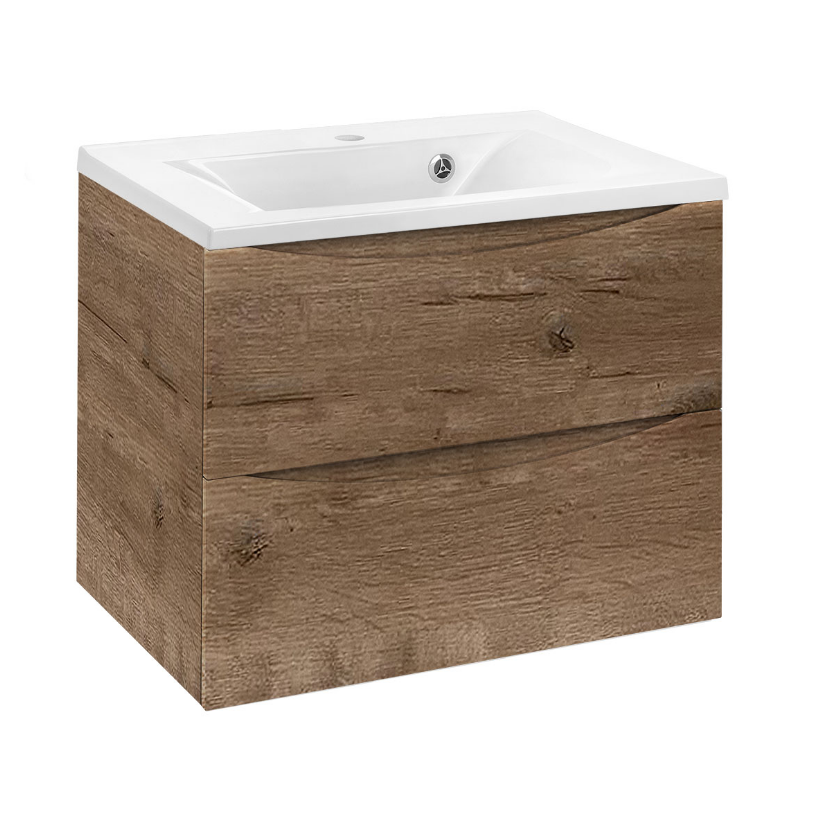 База под раковину VINCEA Mia 650 подвесная, 2 выкатных ящика soft close, V.Oak
