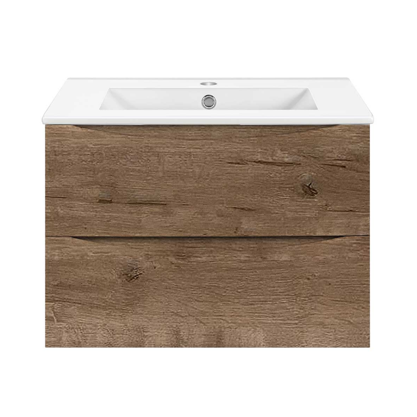 База под раковину VINCEA Mia Slim 600 подвесная, 2 выкатных ящика soft close, V.Oak