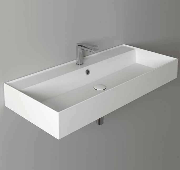 Раковина подвесная Simas Agile 101х46 см, 1 отв., с переливом, цвет: белый