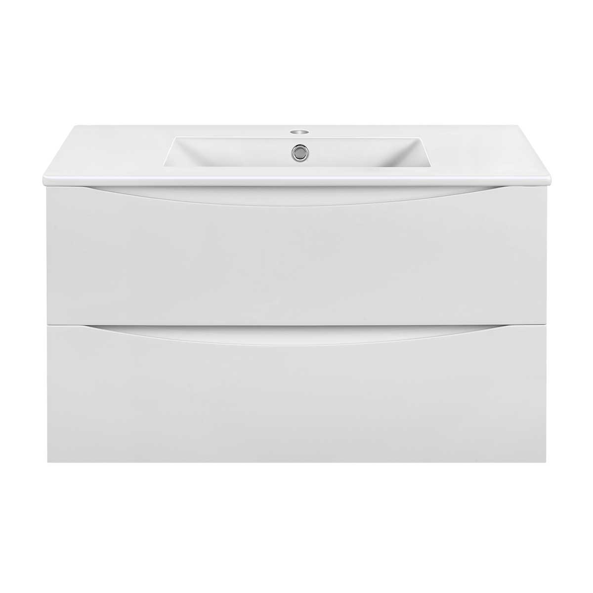 База под раковину VINCEA Mia Slim 900 подвесная, 2 выкатных ящика soft close, G.White