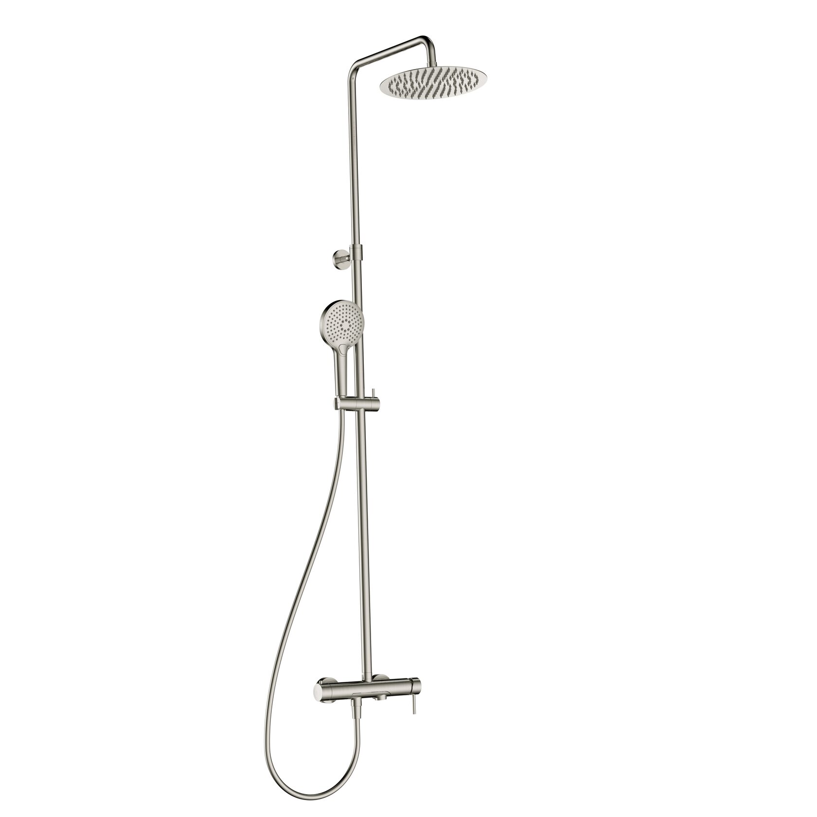 Душевая система со смесителем и изливом AQUAme AQM8011BN, шлифованный никель