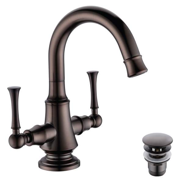 Смеситель для раковины Lemark Перетто поворотный излив чёрная бронза