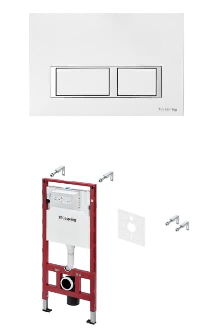 Комплект для установки подвесного унитаза TECEspring V, арт. S300203, кнопка смыва белый/хром