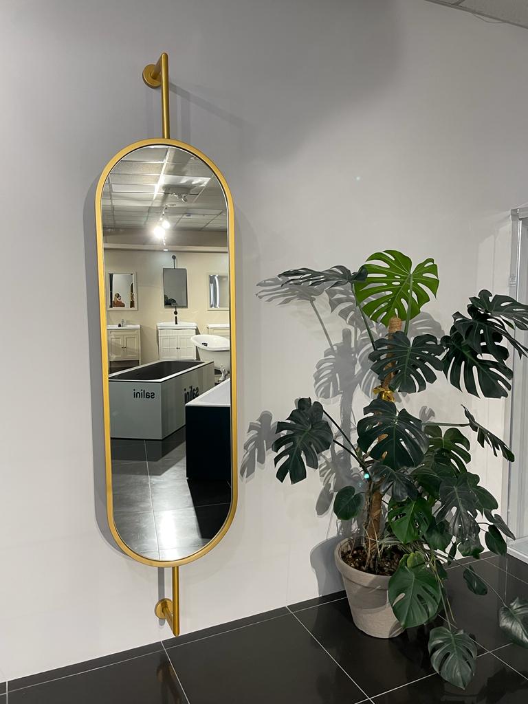 Зеркало Berta на штанге поворотное 500ш*1600в, рама МДФ итальян. золото, верх и низ загибом 30*20см