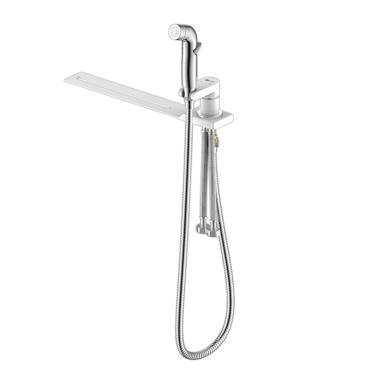 Смеситель  с гигиеническим душем "Соло", хром/белый LM7170CW