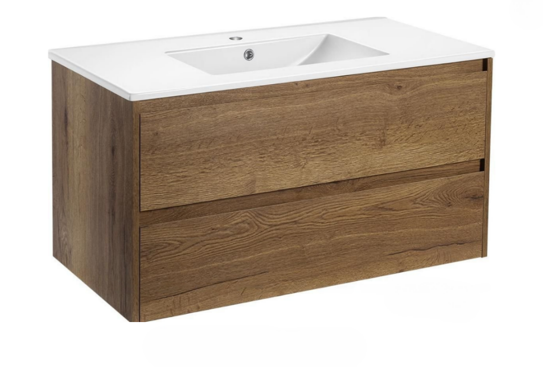 База под раковину VINCEA Gio 1000 подвесная, 2 выкатных ящика soft-close, T.Oak