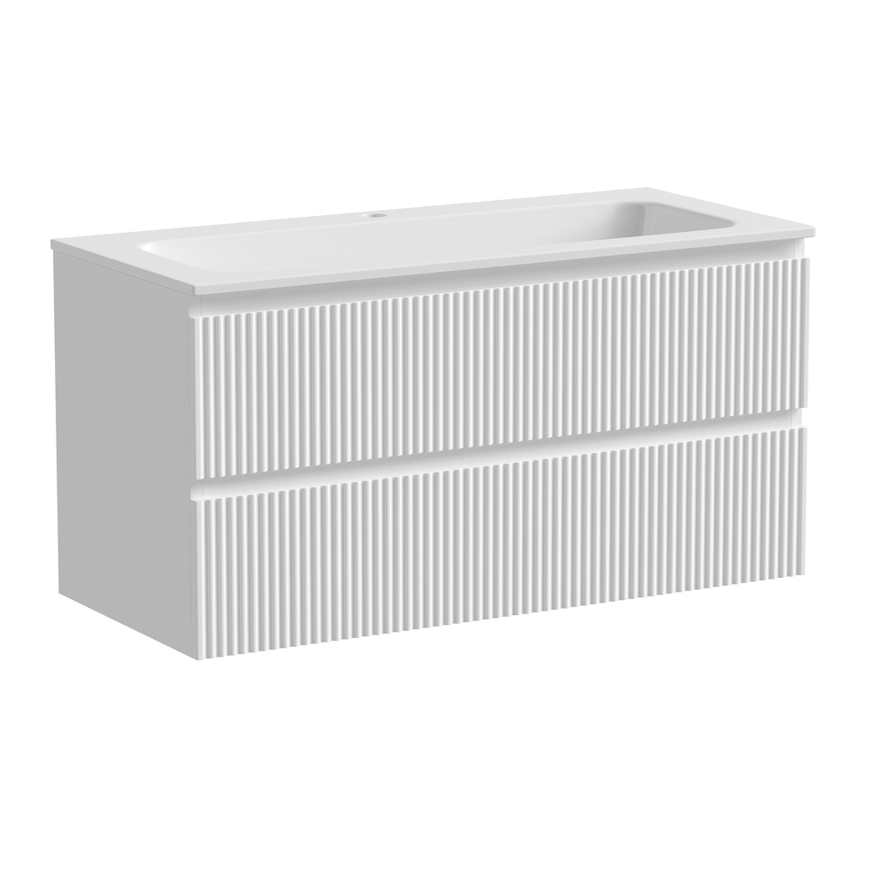 Тумба подвесная Sancos Snob R, два ящика, доводчики, 995х445х500 мм, арт. SNR100W, Bianco