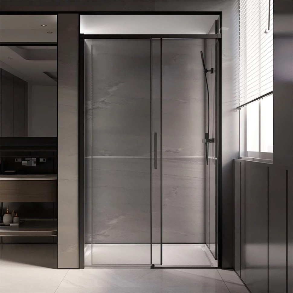 Душевая дверь VECONI PREMIUM TRENTO PTD-40B 140x200 профиль черный матовый, доводчик