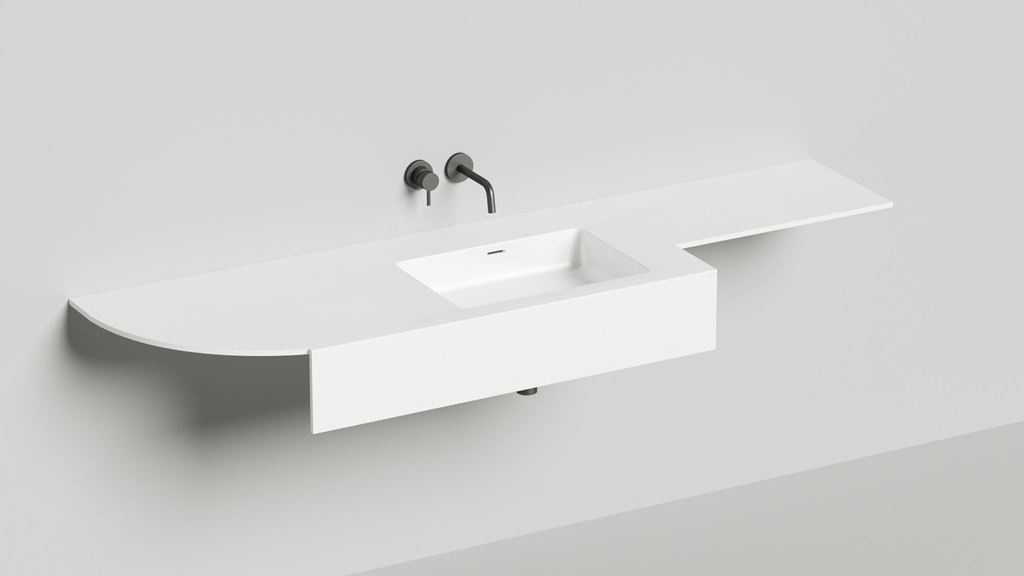 Раковина S-Stone ONDA PLUS КОНСТРУКТОР матовая 900х500 (20-50-20)+отв.под смеситель/ДК белый