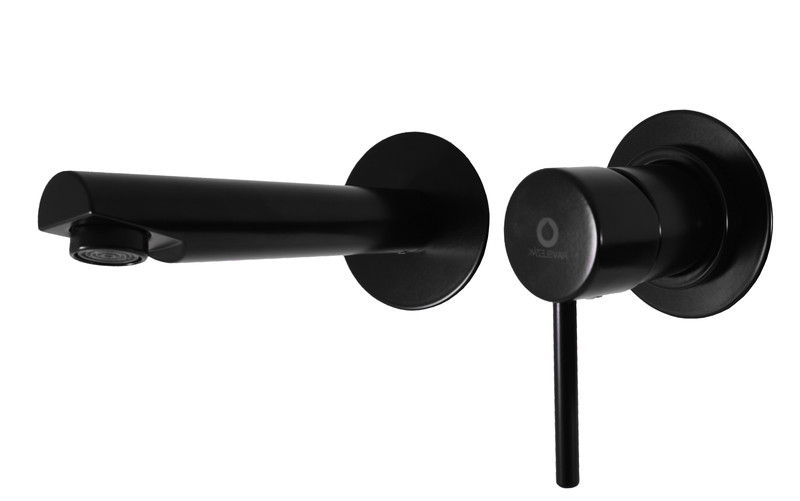 Смеситель для умывальника настенный,с монтажной коробкой СЕНА ЧЕРНЫЙ SE934CMAT