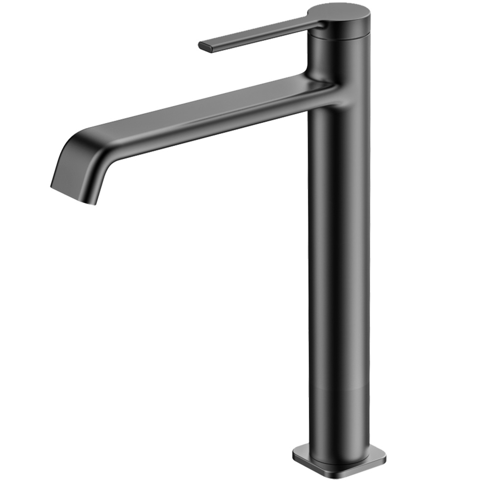 Смеситель для раковины AQUAme Asti AQM6414GM, высокий, оружейная сталь