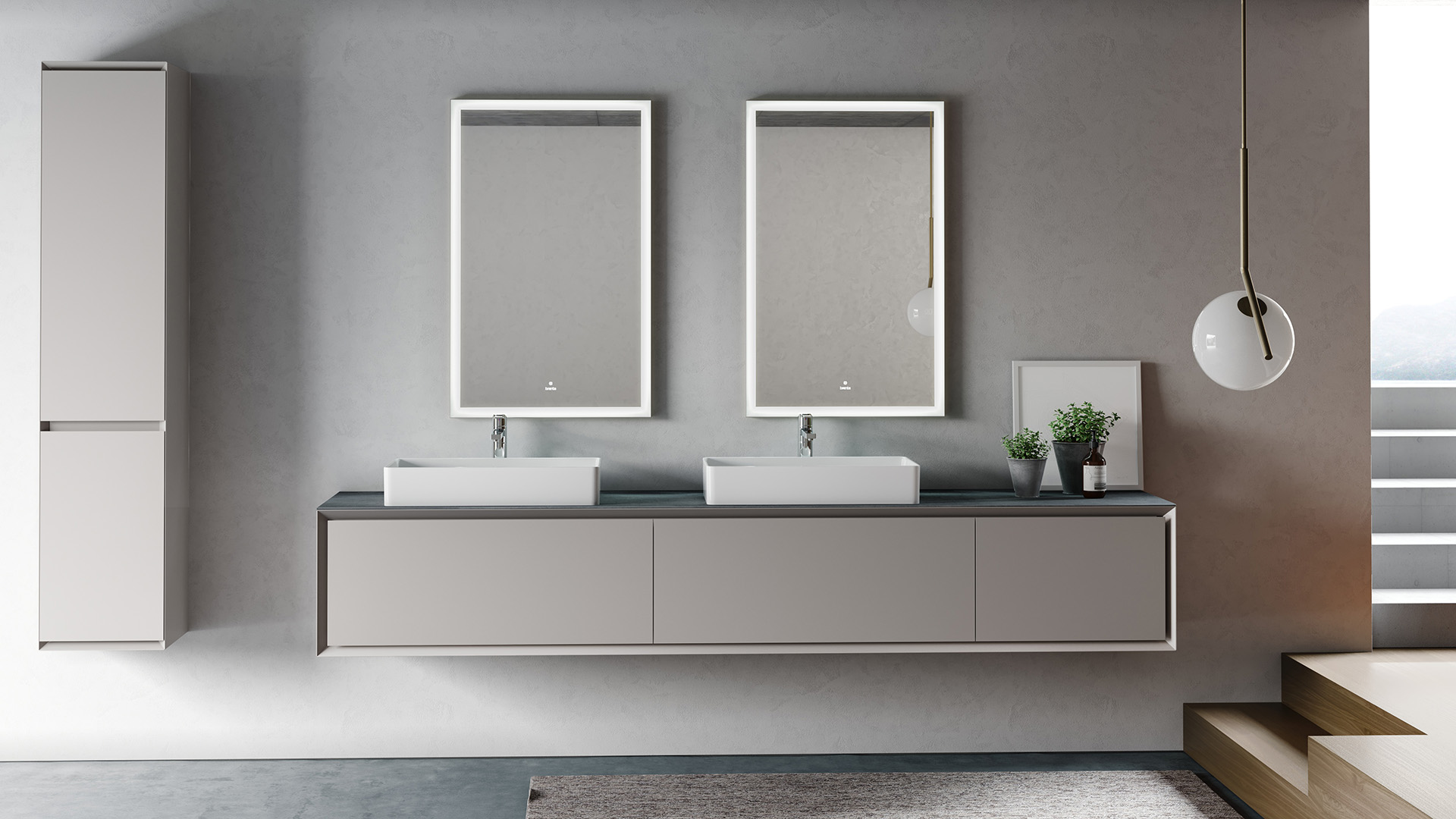 Зеркало Manhattan с подсв. и Touch Led с димм.яркос, 150х3.6х70 (M98 black matt/M05 white matt)