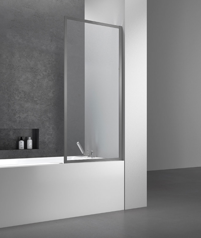 Душевая шторка на ванну VSB-41700CLGM, 700*1400, вороненая сталь, стекло прозрачное