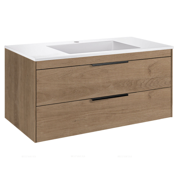 База под раковину Chiara 2D 1000 подвесная, 2 выкатных ящика soft-close, N.Oak