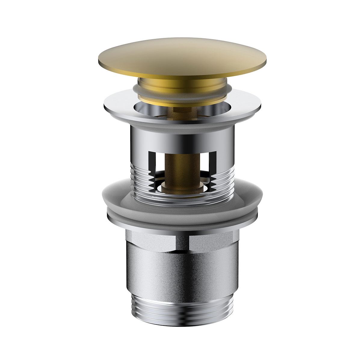 Донный клапан Vincea DPU-1B01BG, с переливом, брашированное золото