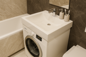Раковина над стиральной машинкой: как подобрать размер Раковина над стиральной машинкой: как подобрать размер