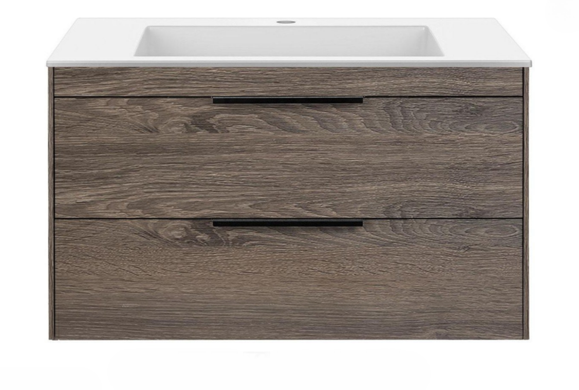 База под раковину VINCEA Chiara 2D 800 подвесная, 2 выкатных ящика soft close, R.Oak
