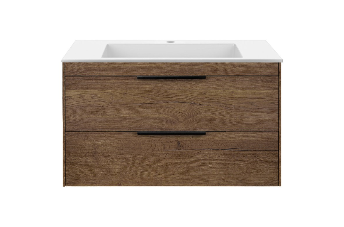 База под раковину Chiara 2D 800 подвесная, 2 выкатных ящика soft-close, T.Oak