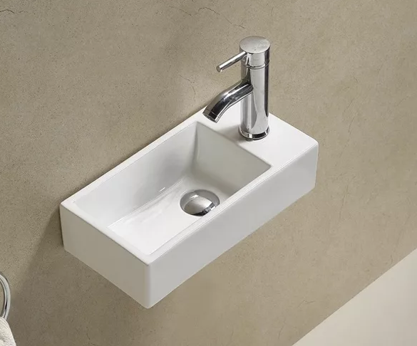 Подвесная белая раковина для ванной (Чаша слева) Gid N9270L