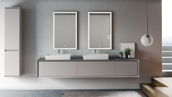 Зеркало Manhattan с подсв. и Touch Led с димм.яркос, 150х3.6х70 (M98 black matt/M05 white matt)