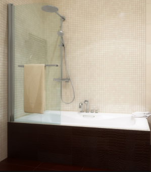 Шторка на ванну Lux Pearl GV-601 (65х0х150см) Стекло CLN 6 мм, профиль мат. хром, GuteClean, правая