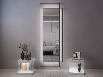 Зеркало Bogart Extra 700ш*2200в с подсветкой, рама МДФ чёрная, сенсор движения, обогрев