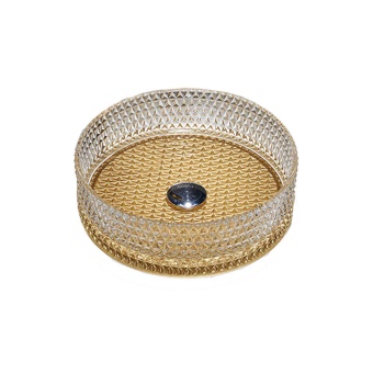 Раковина стеклянная Vincea VBS-5GL04, 400*400*125, накладная, прозрачная/золото