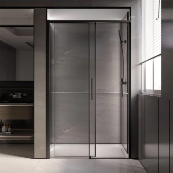 Душевая дверь VECONI PREMIUM TRENTO PTD-40B 140x200 профиль черный матовый, доводчик