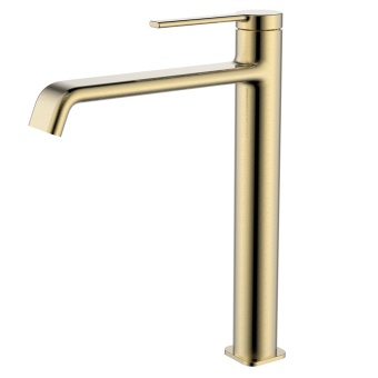 Смеситель для раковины AQUAme Asti AQM6414BG, высокий, брашированное золото
